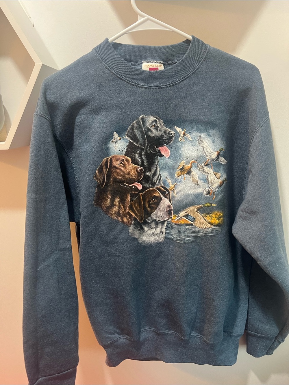 Graphic Dog & Duck Hunting Sweatshirt - Slate Blue